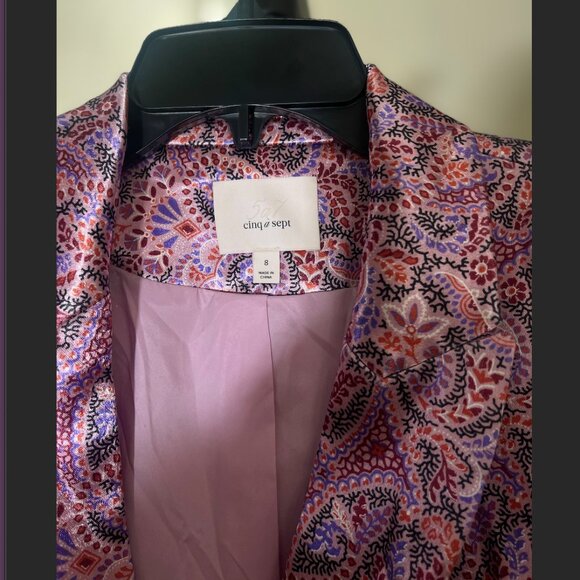 Cinq à Sept- Estelle Paisley Satin Blazer in Tea Rose Multi - Picture 2 of 4